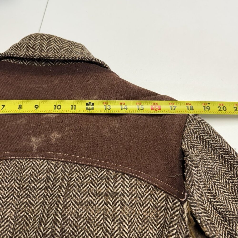 VTG 70s Pioneer Jacket Western Boho Cowboy Herringbone Wool Lined L 20x27.5 - Picture 14 of 14
